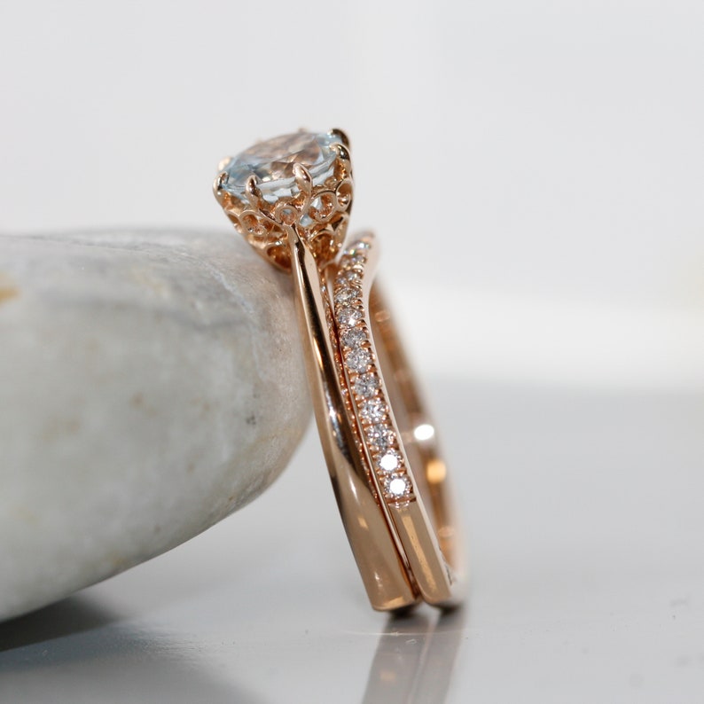 custom made bridal rings in 14k rose gold