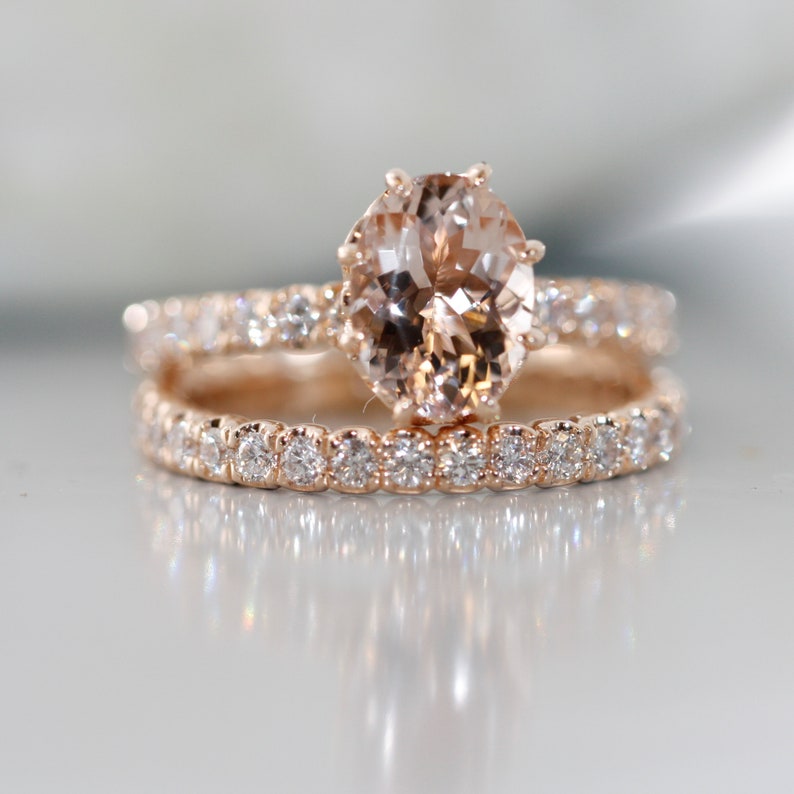 Modify Oval Morganite Ring in 14K Rose Gold Morganite image 1