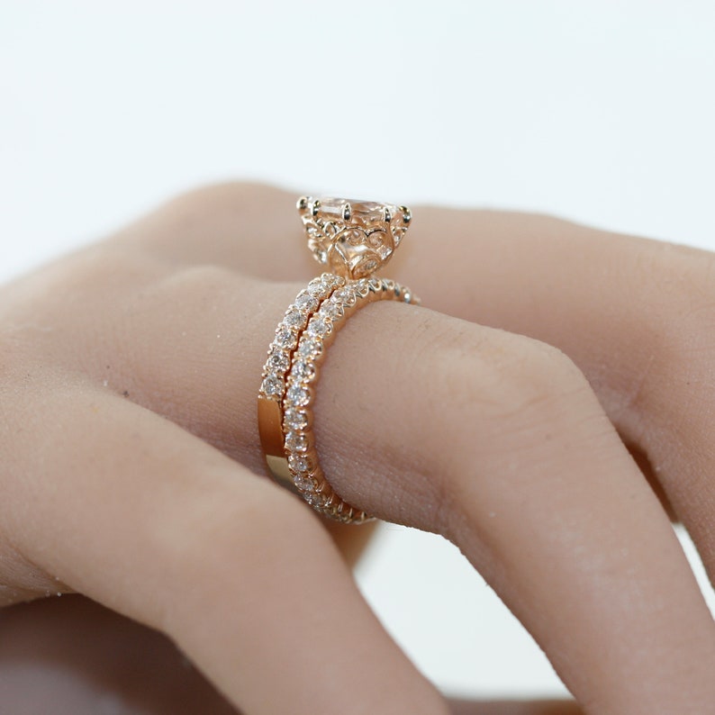 Modify Oval Morganite Ring in 14K Rose Gold Morganite image 6