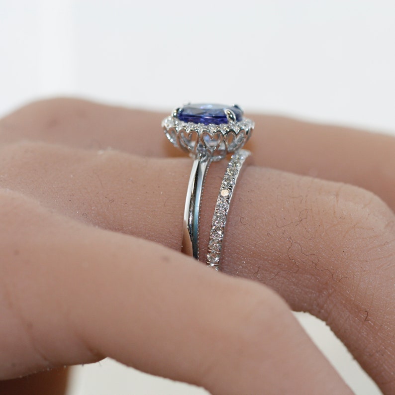Endless-Natural Tanzanite Diamond Halo Engagement Ring with image 5