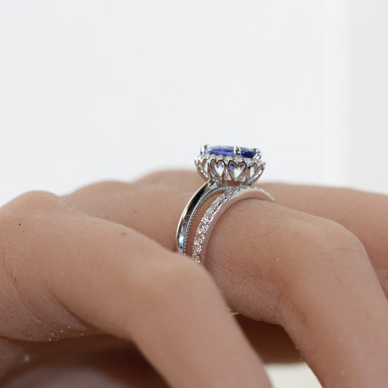 Endless-Natural Tanzanite Diamond Halo Engagement Ring with image 6
