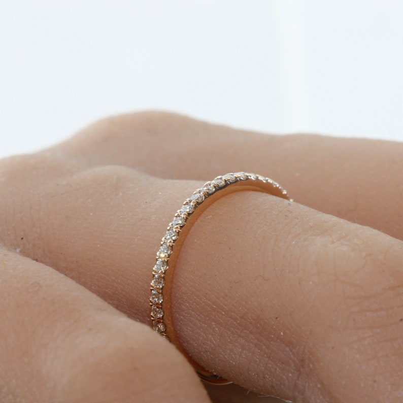 Thin Minimalist Diamond Eternity Band Three Quarters Around image 4