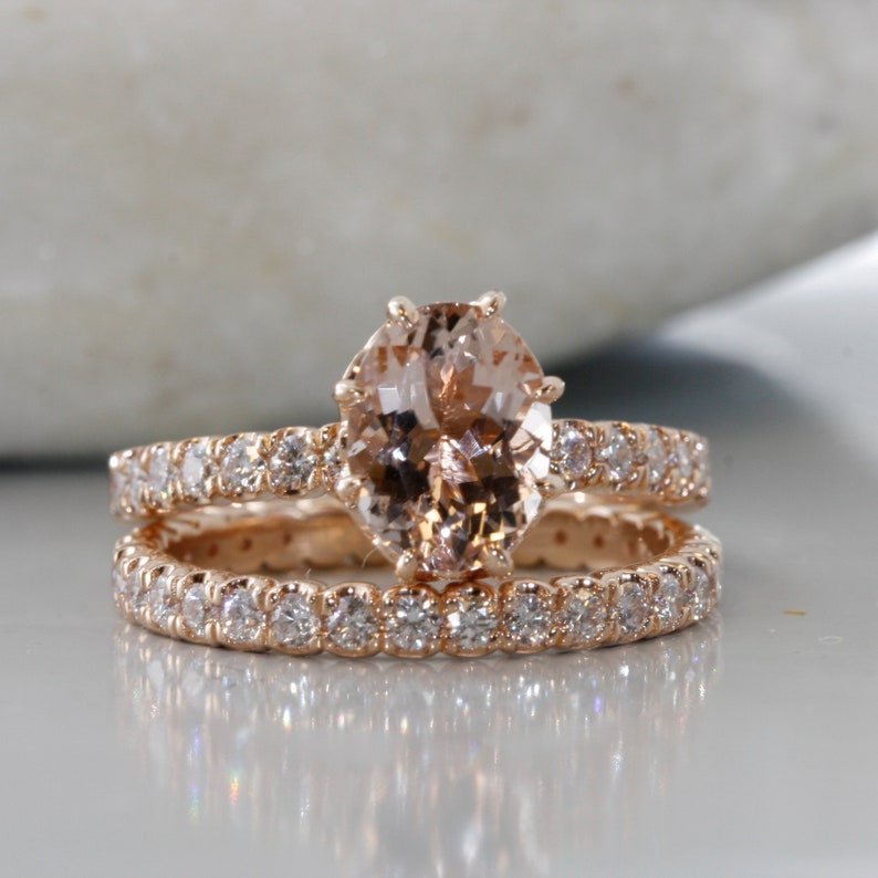 Modify Oval Morganite Ring in 14K Rose Gold Morganite image 2