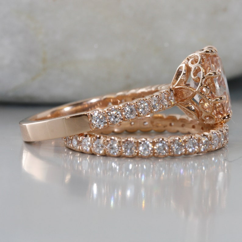 Modify Oval Morganite Ring in 14K Rose Gold Morganite image 3