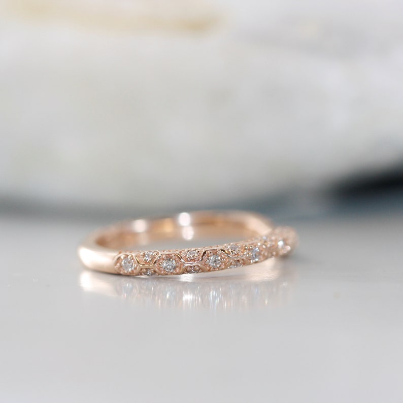 Love Nest V Shape Diamond Eternity Wedding Band in 14k Solid image 2