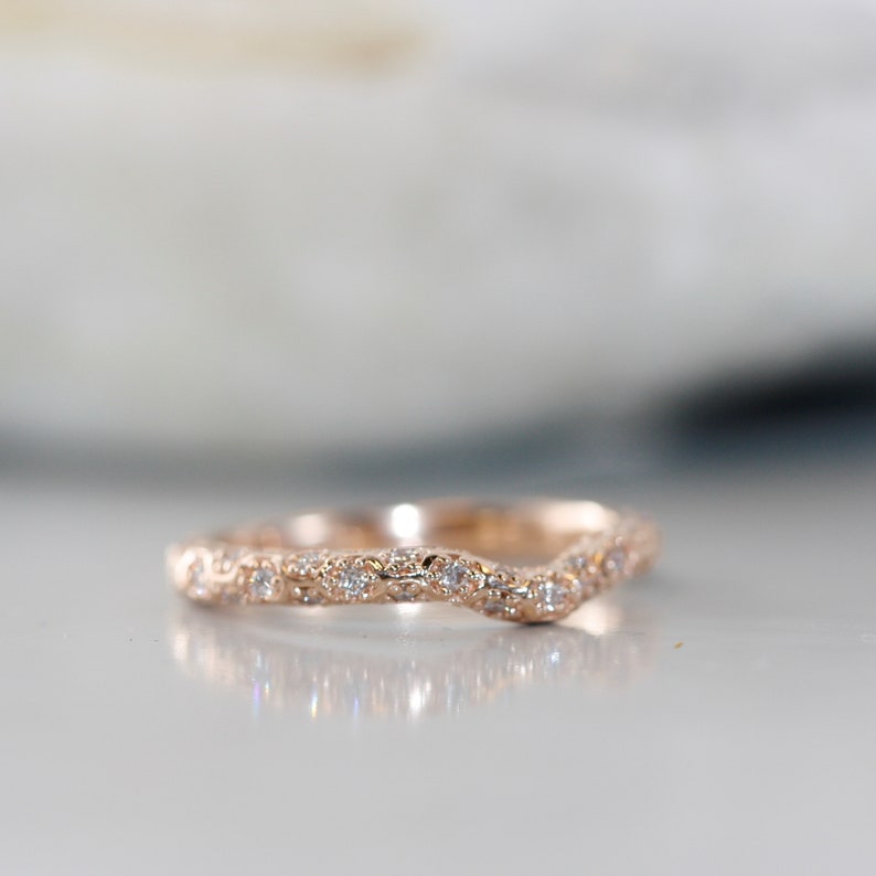 Love Nest V Shape Diamond Eternity Wedding Band in 14k Solid image 3