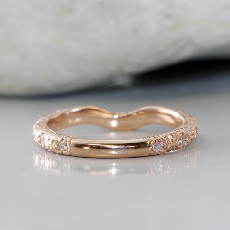 Love Nest V Shape Diamond Eternity Wedding Band in 14k Solid image 7