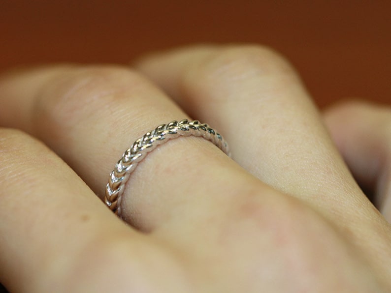 Love Rope 14K White Gold Braided  Wedding Band Unique Twisted image 6