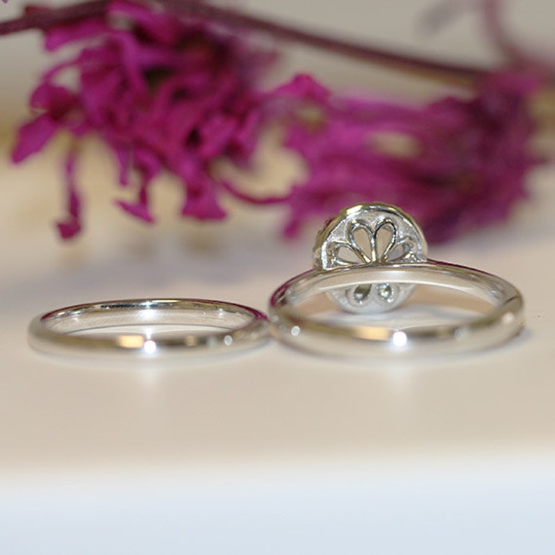 gemstone bridal rings in14k white gold