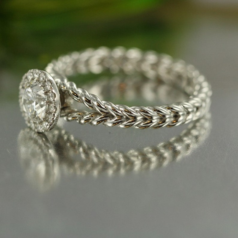 Love Rope 0.50 Carat Round Halo Diamond Engagment Ring in 14K image 6