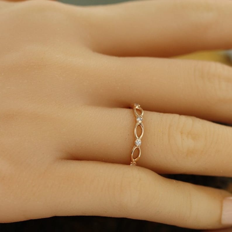 Infinity Love-0.10 Carat Diamond Wedding Ring in 14K Rose Gold image 4